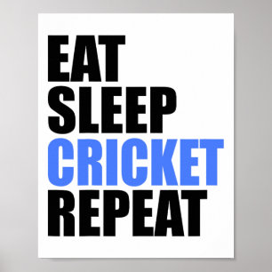 Poster Manger Sommeil Cricket Répéter Équipe Ligue Amateu