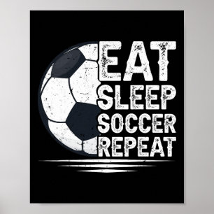 Poster Manger Sommeil Football Répéter Joueur de Football
