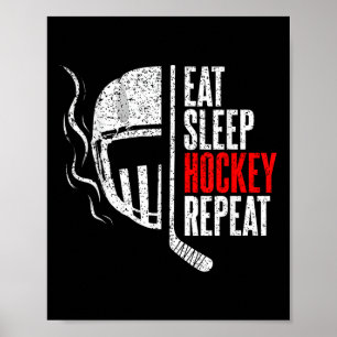 Poster Manger Sommeil Hockey Répéter Drôle Hockey