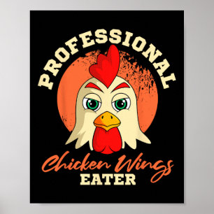 Poster Mangeur d'ailes de poulet Rétro Vintage Byrbeque B