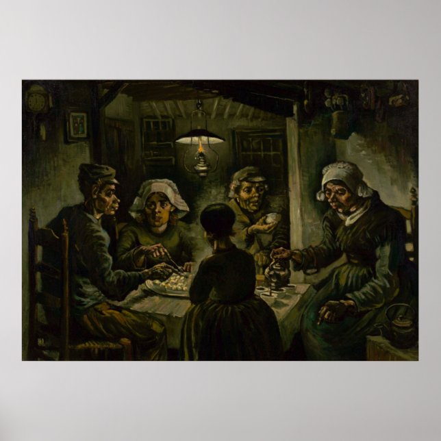 Poster Mangeurs de pommes de terre par Vincent Van Gogh (Devant)