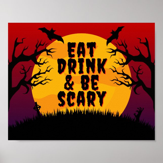 Poster Mangez, buvez et soyez effrayant Halloween (Devant)