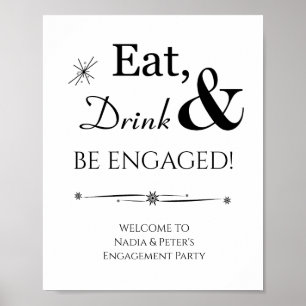 Poster Mangez, Buvez et Soyez Fiancés Signe de Bienvenue 