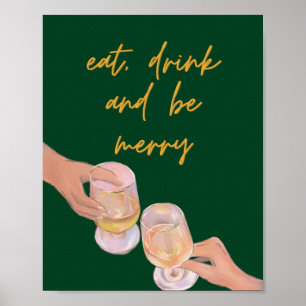 Poster Mangez, Buvez et soyez Joyeux, Joyeux, Noël, Rétro