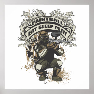 Poster Mangez, Dormez, Jouez Au Paintball