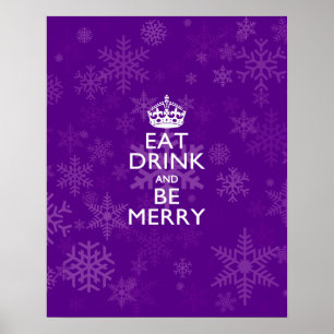 Poster Mangez la boisson et soyez joyeux sur le pourpre