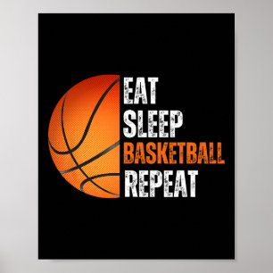 Poster Mangez Le Basket-Ball Répétez Le Cadeau Pour Le Fa