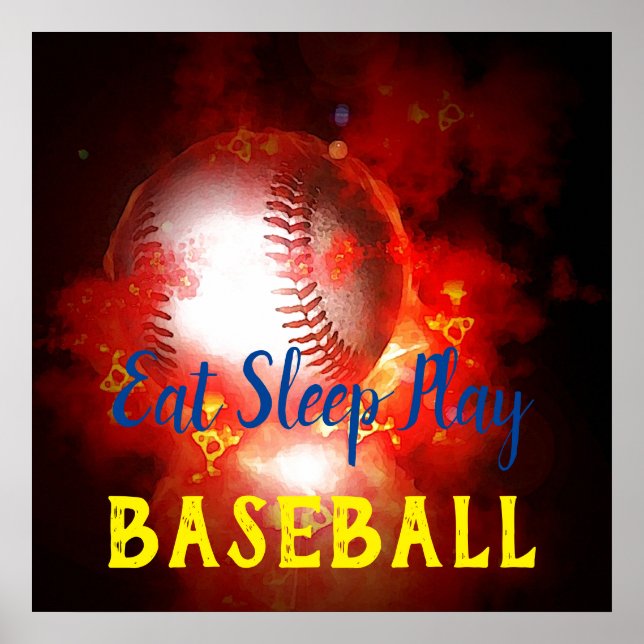 Poster Mangez le sommeil Jouer au baseball (Devant)