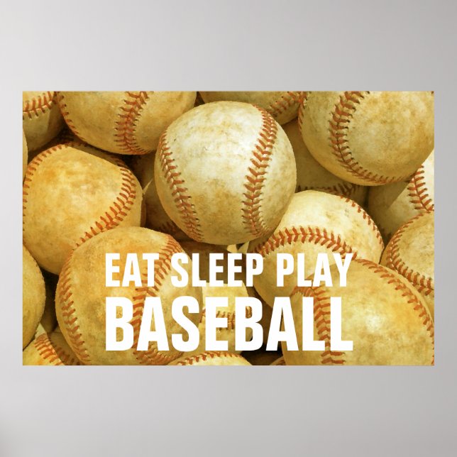 Poster Mangez le sommeil Jouer au baseball (Devant)