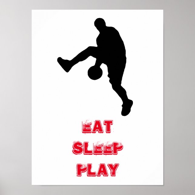Poster Mangez le sommeil Jouer au basket-ball Joueur Silh (Devant)