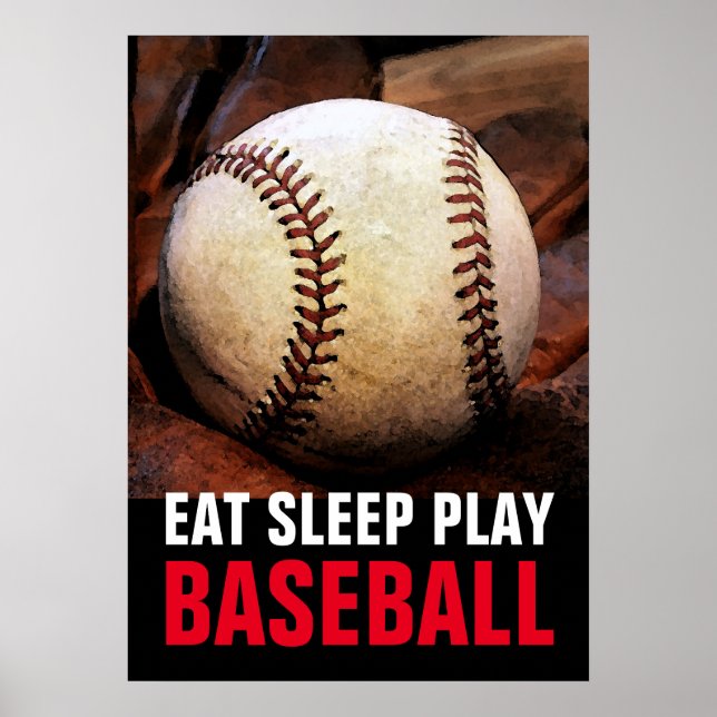 Poster Mangez Le Sommeil Jouer Baseball Motivation (Devant)