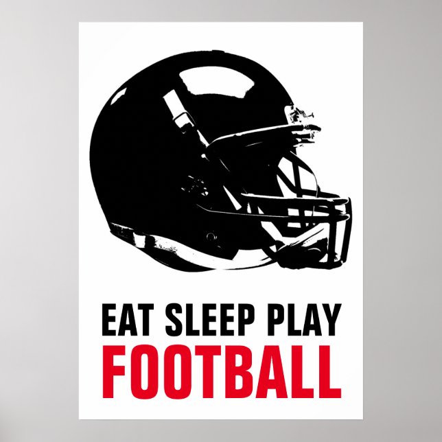 Poster Mangez le sommeil Jouer Black & White Football Pop (Devant)