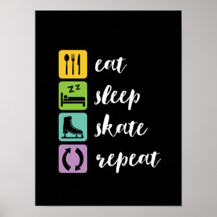 Poster Mangez le sommeil Patinage amusant Patinage artist