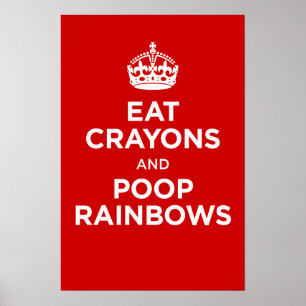 Poster mangez les crayons et les arcs-en-ciel de dunette