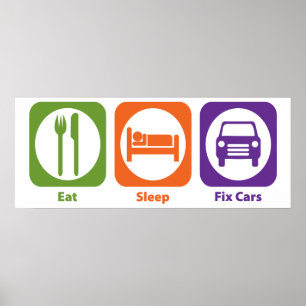 Poster Mangez les voitures de difficulté de sommeil