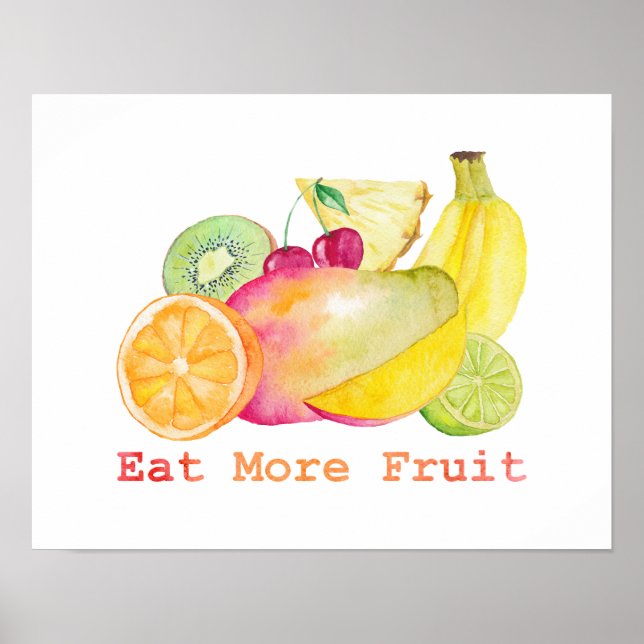 Poster Mangez plus d'aquarelle de fruits (Devant)