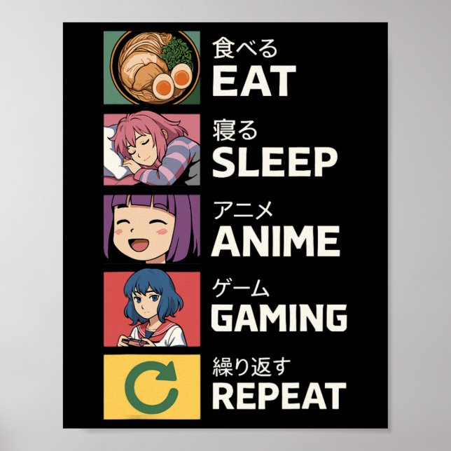 Poster Mangez Sleep Anime Jeu Répéter (Devant)