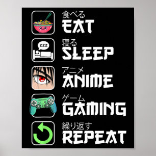 Poster Mangez Sleep Anime Jeu Répéter Japon Kawaii Manga 