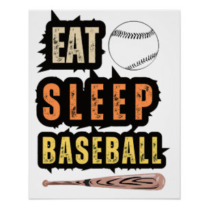 Poster Mangez Sleep Baseball Joueur Funny Baseball