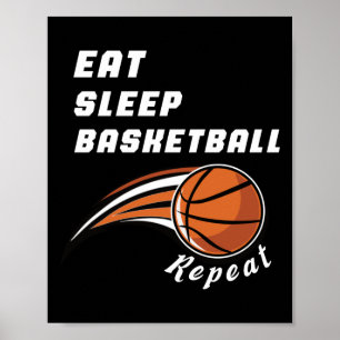 Poster Mangez Sleep Basketball Répéter Funny