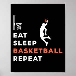 Poster Mangez Sleep Bysketbyll Joueur Répéter Coach Hoope
