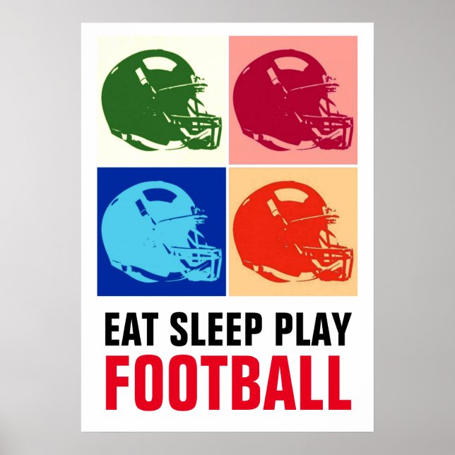 Poster Mangez Sleep Jouer Football Pop Art (Devant)