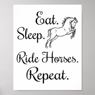 Poster Mangez Sleep Ride Chevaux Répéter Horseback équita