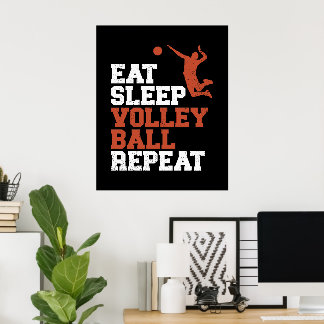 Poster Mangez Sleep Volleyball Répéter Volleyball Boy Cad