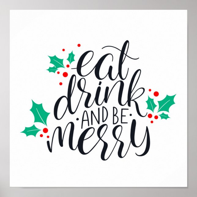 Poster Mangez un verre et soyez joyeux Design (Devant)