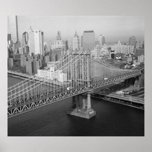 Poster Manhattan Bridge Photographie noir et blanc (Devant)