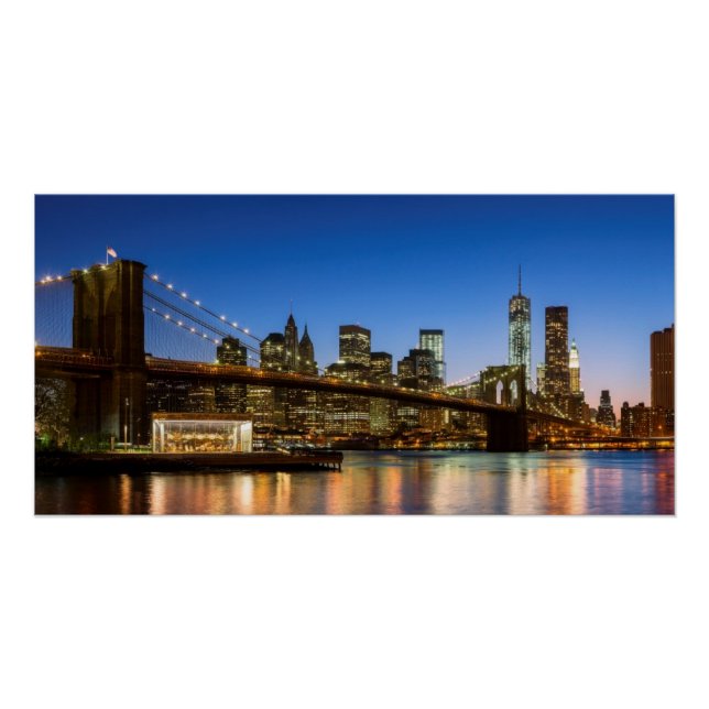 Poster Manhattan et Brooklyn Bridge à Dusk (Devant)