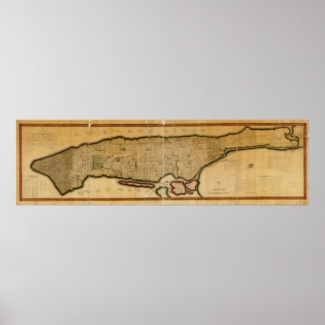 Poster Manhattan Island New York City Map de 1807 (Devant)