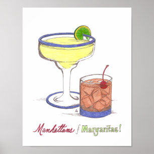 Poster Manhattans & Margaritas Personnalisable