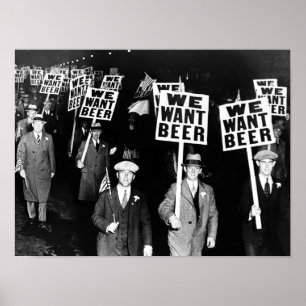 Poster Manifestation contre la bière Prohibition 1950 Pho