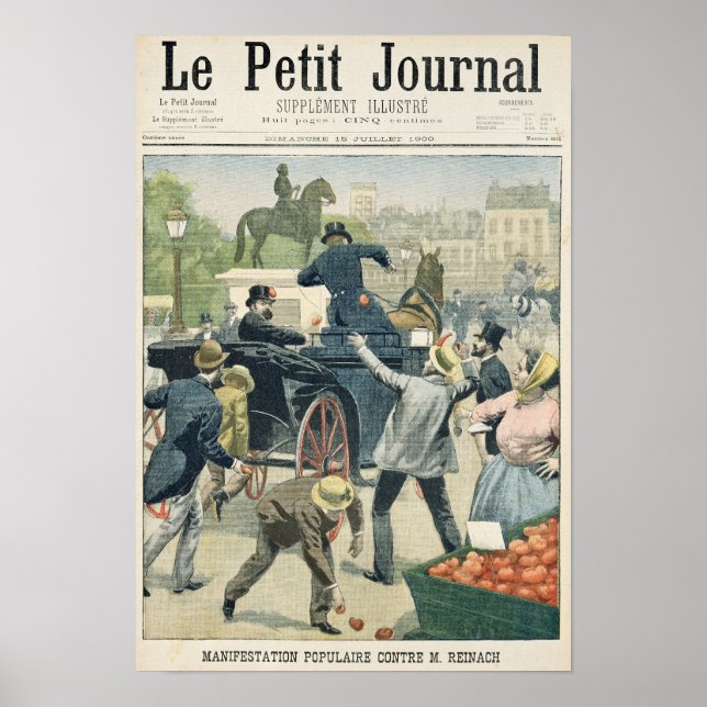 Poster Manifestation populaire contre Joseph Reinach (Devant)
