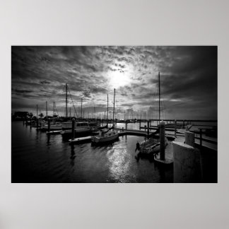 Poster Manly Yacht Club en noir et blanc