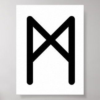 Poster MANNAZ Rune nordique (Humain, Humanité) | Futhark
