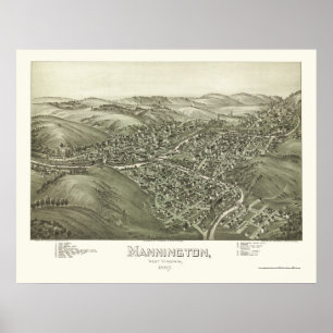 Poster Mannington, WV Carte panoramique - 1897