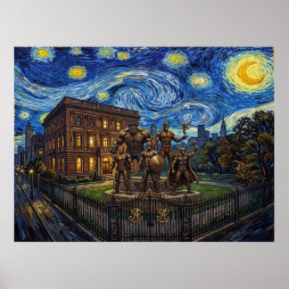 Poster Manoir des Avengers Nuit étoilée Paysage de bande