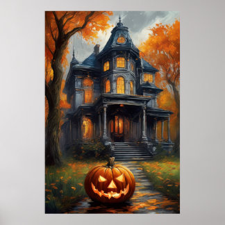 Poster Manoir d'Halloween éffrayant