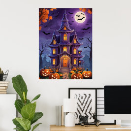 Poster Manoir d'Halloween enchanté