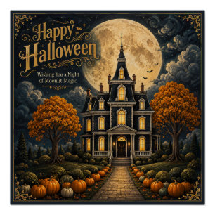 Poster Manoir élégant hanté Halloween