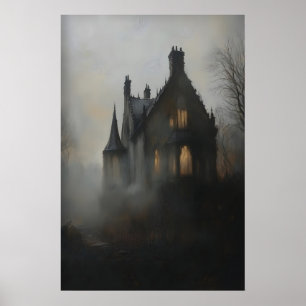 Poster Manoir gothique hanté, Art imprimable, Académie so