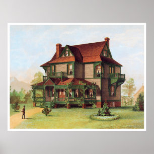 Poster Manoir victorien équilibré par vert