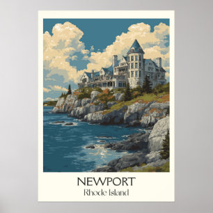 Poster Manoirs de Newport Rhode Island Côte