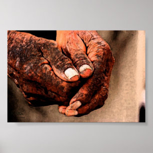 Poster Manos envejecidas Original Indian Enk Atwork Impr