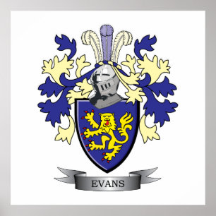 Poster Manteau de crête de famille d'Evans des bras