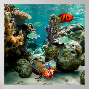 Poster Mantis crevettes Amangs Poisson de fond de récif