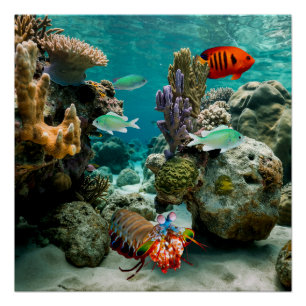 Poster Mantis crevettes Amangs Poisson de fond de récif