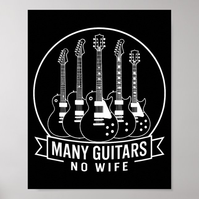 Poster Many Guitars One Wife Funny For Men Women  (Devant)